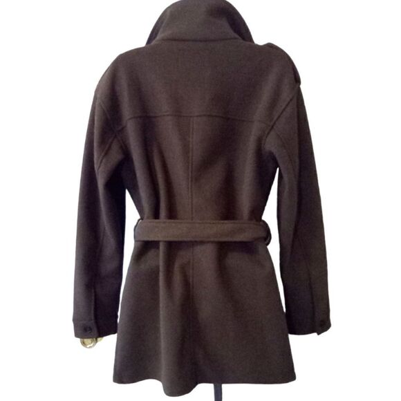 7 For All Mankind cognac brown belted peacoat jacket shacket size S - Picture 4 of 8